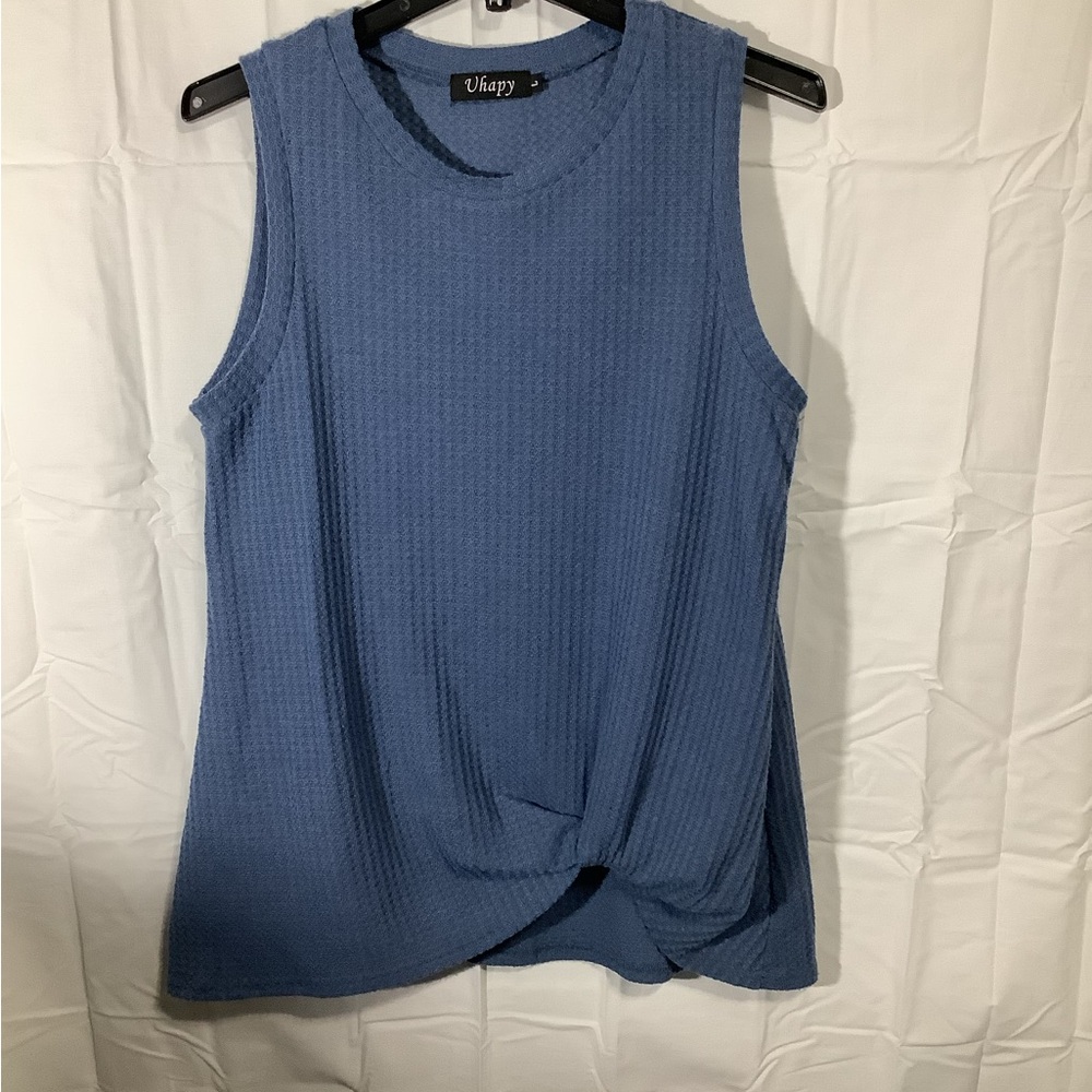 Women's Blue Twist Front Tank Top Large